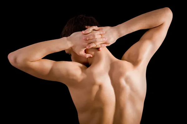 Indietro nudo e spalle atleta — Foto Stock