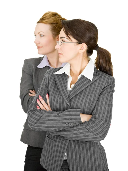Портрет двух женщин в офисной одежде — стоковое фото