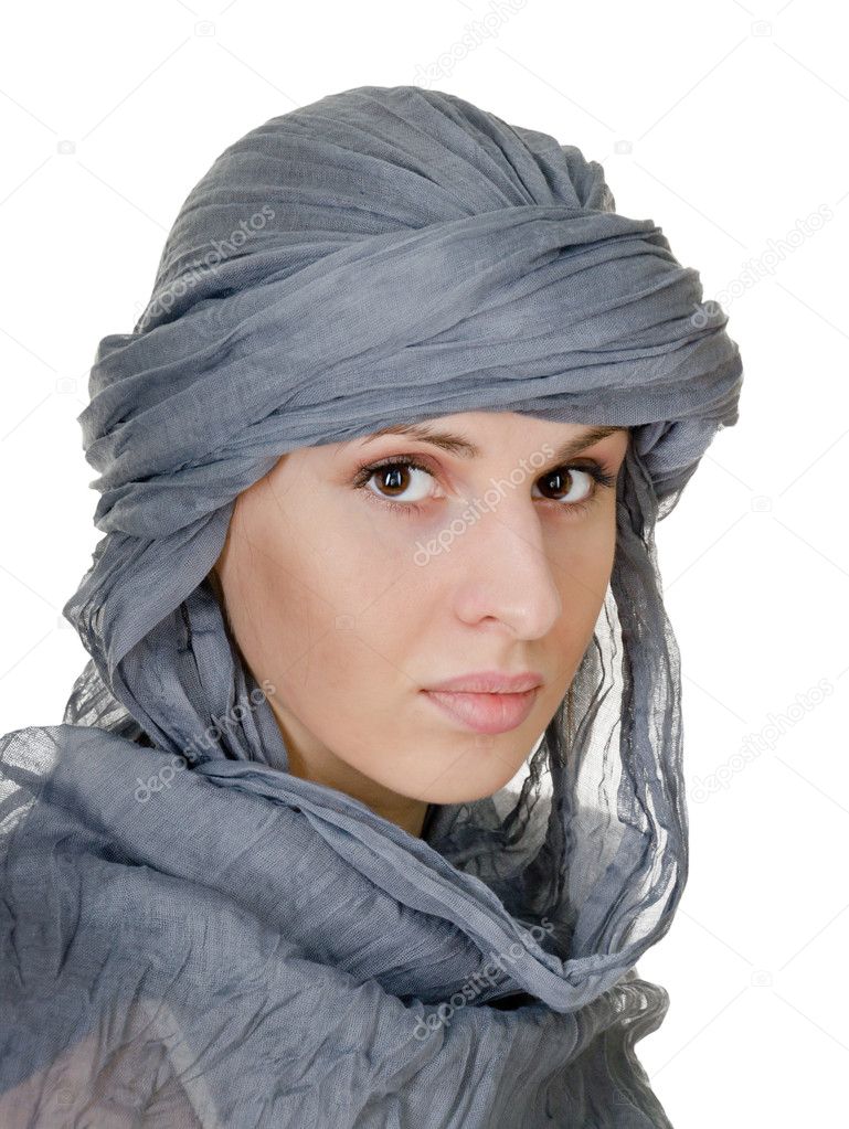Oriental style woman in shawl