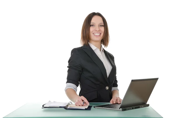 Sekreterare med en bärbar dator — Stockfoto