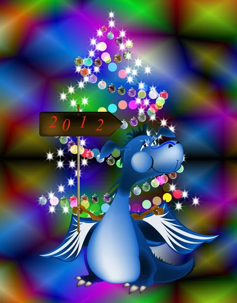 Drago azzurro scuro un simbolo di nuovo il 2012 su calendario orientale — Foto Stock