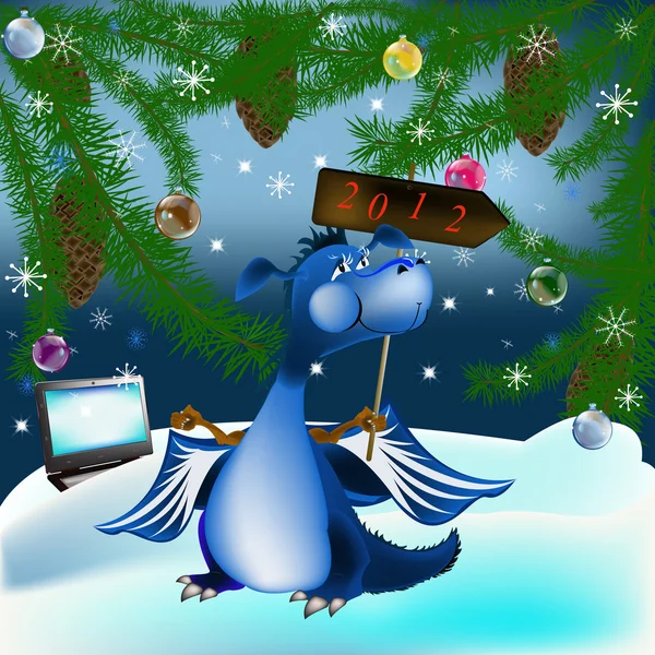 Dragão azul escuro-Ano Novo é um símbolo de 2012 — Fotografia de Stock