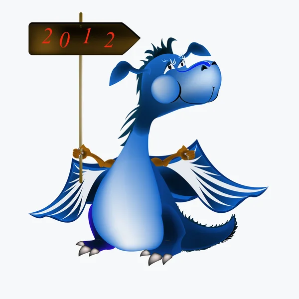 Dragão azul escuro-Ano Novo é um símbolo de 2012 — Vetor de Stock