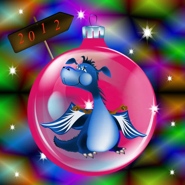 Donker blauwe draak-New Year is een symbool van 2012 — Stockvector