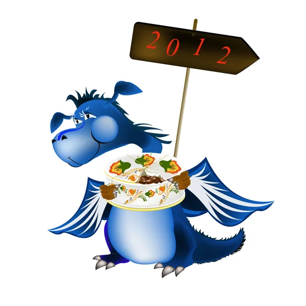 Dunkelblauer Drache-Neujahr ist ein Symbol des Jahres 2012 — Stockvektor