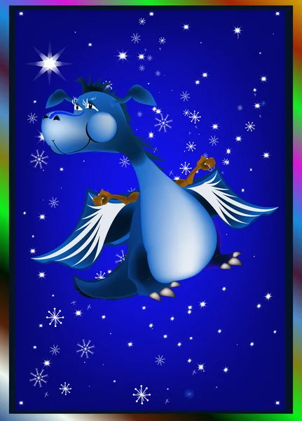 Dragón azul oscuro un símbolo de nuevo 2012 en el calendario del este —  Fotos de Stock