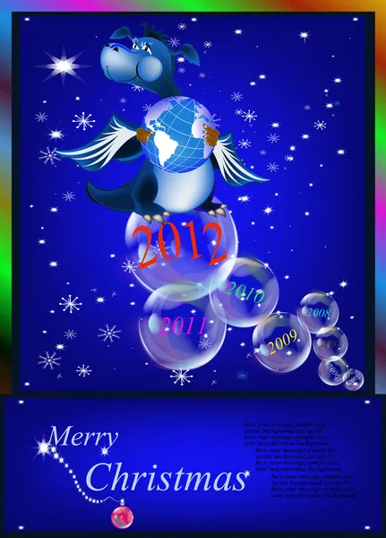 Dragón azul oscuro un símbolo de nuevo 2012 en el calendario del este — Foto de Stock