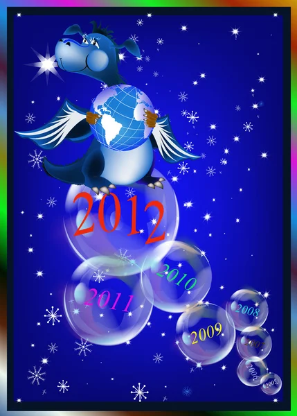 暗い青竜東カレンダーに新しい 2012 年のシンボル — ストック写真
