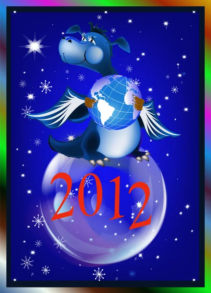 Mørkeblå drage et symbol på ny 2012 på østkalender – stockfoto