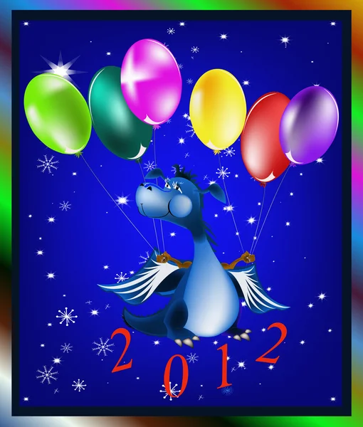 Tmavě modrý drak nový rok je symbolem 2012 — Stock fotografie