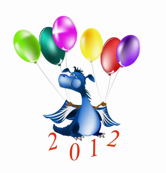 Tmavě modrý drak nový rok je symbolem 2012 — Stockový vektor