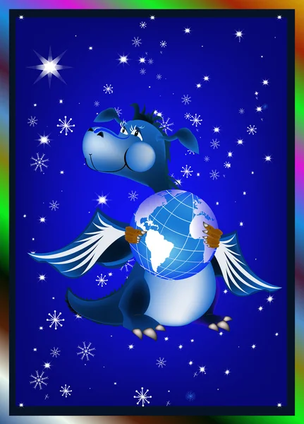 Tmavě modrý drak symbolem nové 2012 na východě kalendáře — Stockový vektor