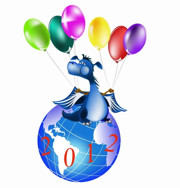 Tmavě modrý drak nový rok je symbolem 2012 — Stockový vektor
