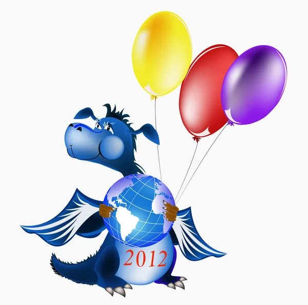 다크 블루 드래곤-새 해의 2012의 상징 — 스톡 벡터