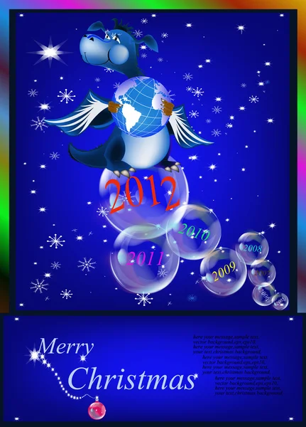 Dragon bleu foncé un symbole du nouveau 2012 sur le calendrier est — Image vectorielle