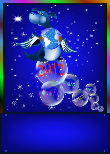 Dark blue dragon a symbol of new 2012 on east calendar — Stock Vector