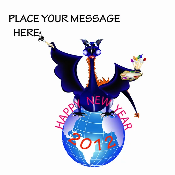 Dark blue dragon a symbol of new 2012 on east calendar — Stock Vector