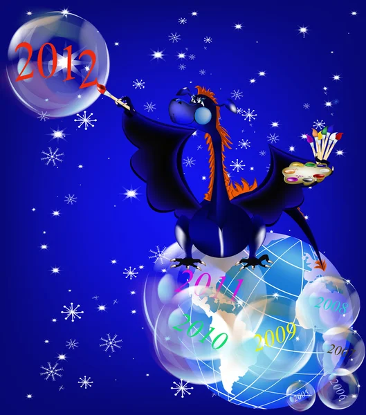 Dunkelblauer Drache-Neujahr ist ein Symbol des Jahres 2012 — Stockvektor