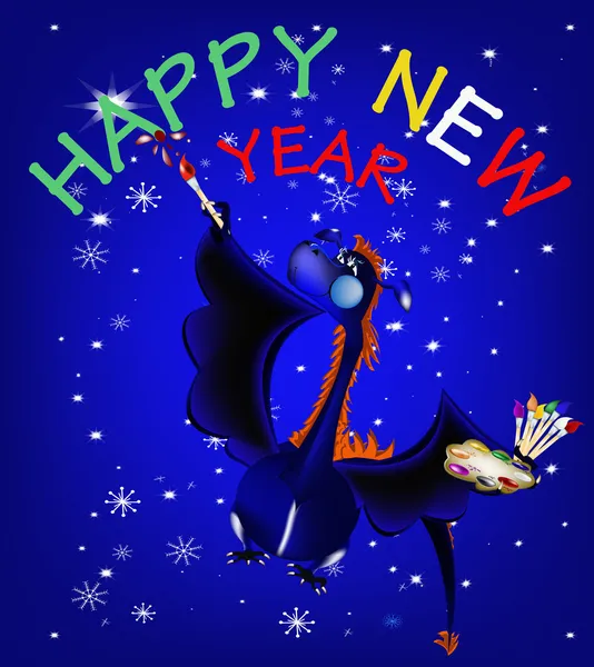 Dragón azul oscuro-Año Nuevo un símbolo de 2012 — Archivo Imágenes Vectoriales