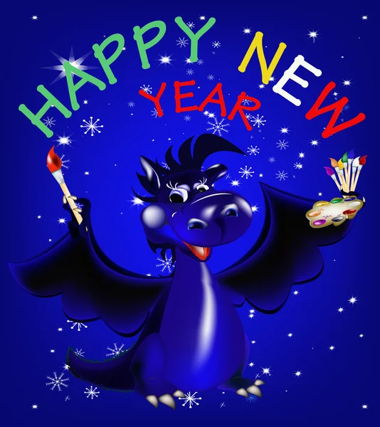 Dark blue dragon-New Year's a symbol of 2012 — Stock Vector