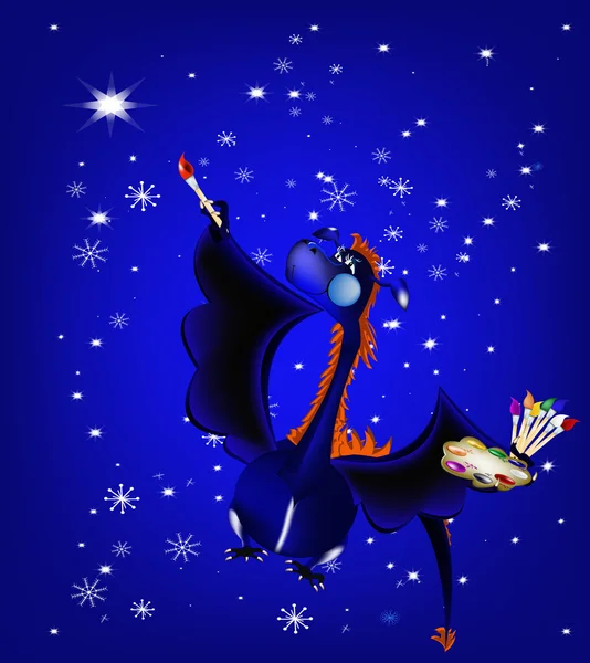 Dragón azul oscuro un símbolo de nuevo 2012 en el calendario del este —  Fotos de Stock