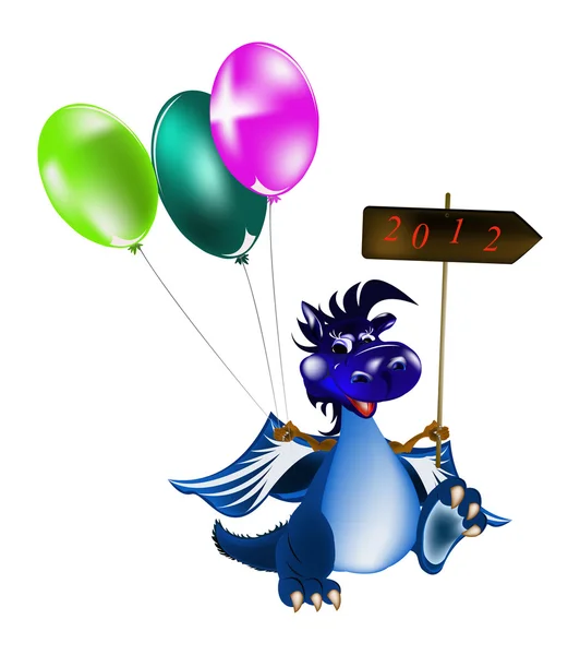 Dark blue dragon-New Year's a symbol of 2012 — Stock Photo, Image