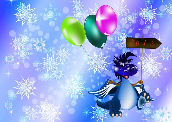 Dunkelblauer Drache-Neujahr ist ein Symbol des Jahres 2012 — Stockfoto