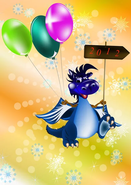 Drago blu scuro-Capodanno è un simbolo del 2012 — Foto Stock