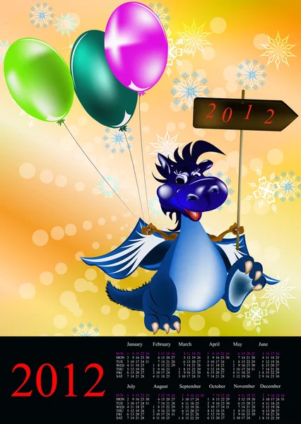 Dragón azul oscuro-Año Nuevo un símbolo de 2012.2012 Calendario —  Fotos de Stock