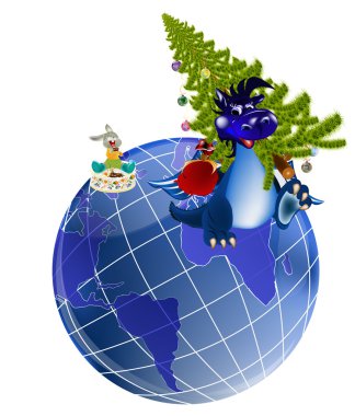 Dark blue dragon-New Year's a symbol of 2012 clipart