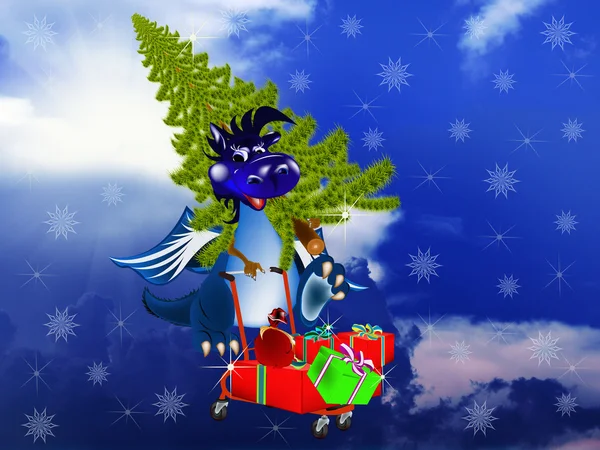 Dunkelblauer Drache-Neujahr ist ein Symbol des Jahres 2012 — Stockfoto