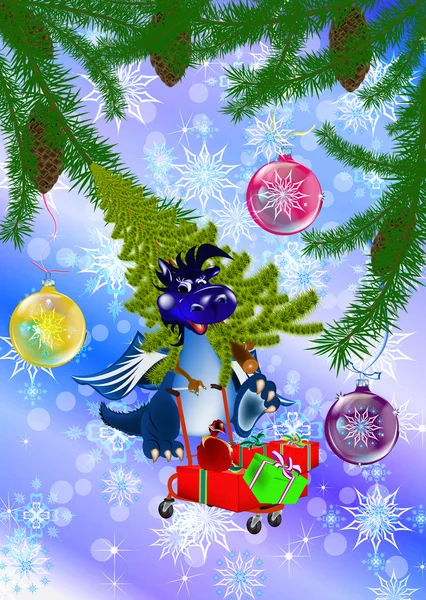 Drago blu scuro-Capodanno è un simbolo del 2012 — Foto Stock