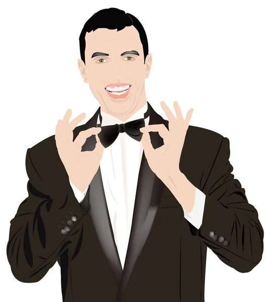 Portrait the man in a classical tuxedo — Stock Vector
