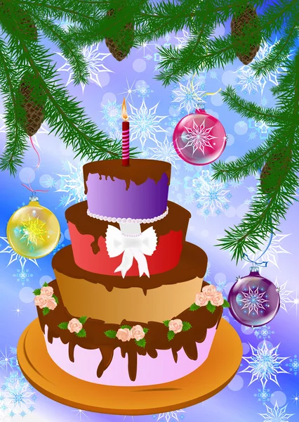 El pastel de Año Nuevo apetitoso de fiesta — Foto de Stock