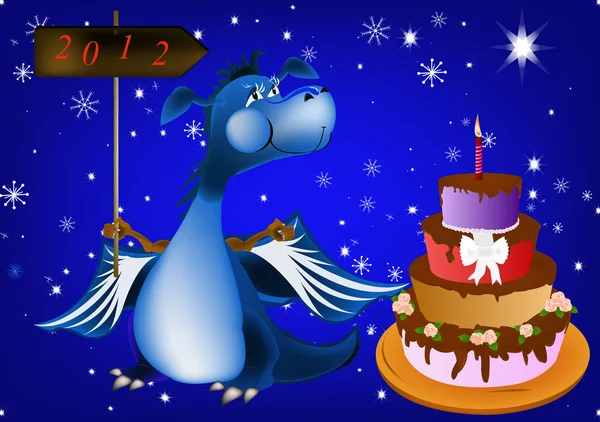 Donker blauwe draak-New Year is een symbool van 2012 — Stockfoto