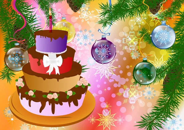Chutný slavnostní novoroční koláč — Stock fotografie