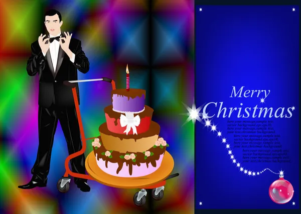 Pastel de Navidad de celebración del hombre elegante — Archivo Imágenes Vectoriales