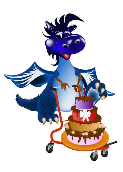 Темно-синий дракон - Новый год — стоковый вектор