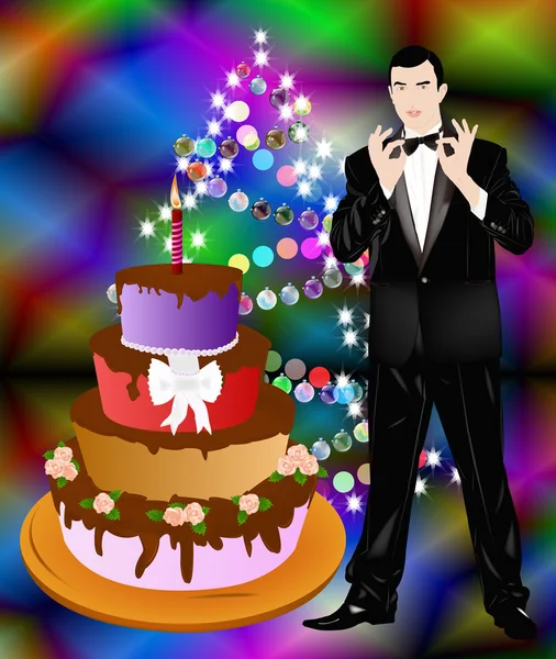 The New Year's romantic celebratory man and dessert — Stock Photo, Image