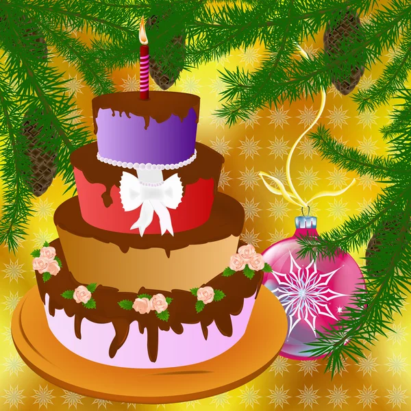 Torta comemorativa apetitosa de Ano Novo — Fotografia de Stock