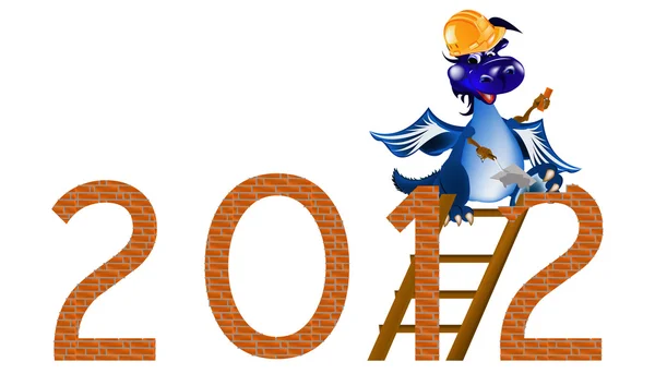 Dark blue Dragon the New Year's builder — Stock Photo, Image