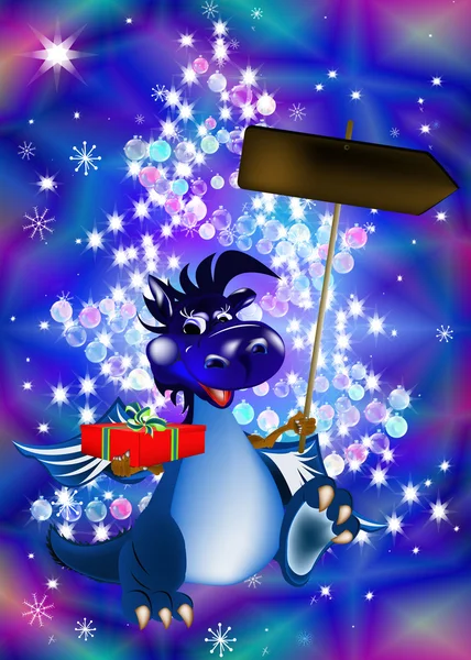 Dark blue dragon a symbol of new 2012 — Stock Photo, Image