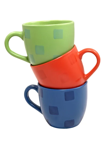 Teetassen in drei Farben. — Stockfoto