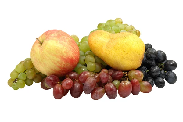 Jabłko, gruszka i winogron. na białym tle. — Zdjęcie stockowe