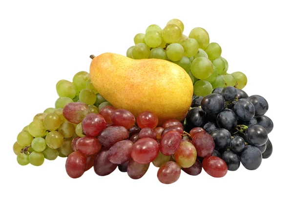 Różne odmiany winogron i gruszka. — Zdjęcie stockowe