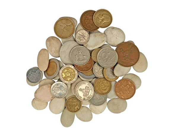 Monedas sobre piedras . —  Fotos de Stock
