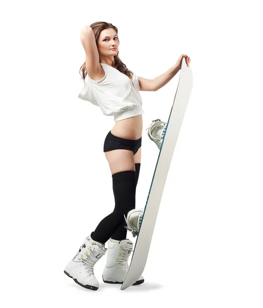 Sexy Snowboarderin — Stockfoto
