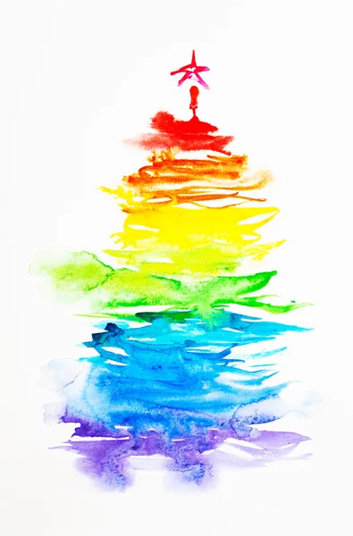 Regenboog kerstboom — Stockfoto