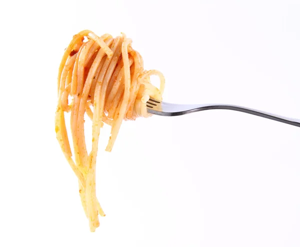 Spaghetti Bolognese auf einer Gabel — Stockfoto