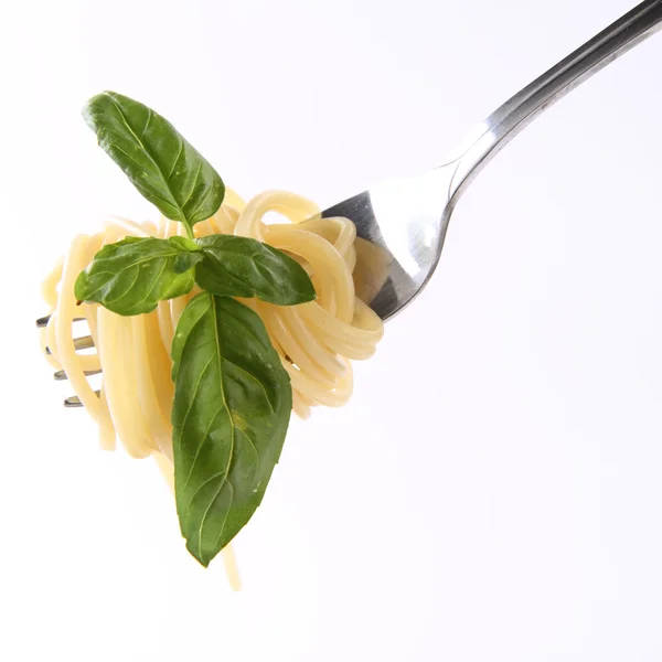 Spaghetti na widelcu — Zdjęcie stockowe